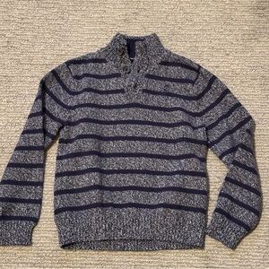 Boys IZOD Sweater Sz 6 / 7 Long Sleeve - Navy Blue Marled Stripe Sweater School